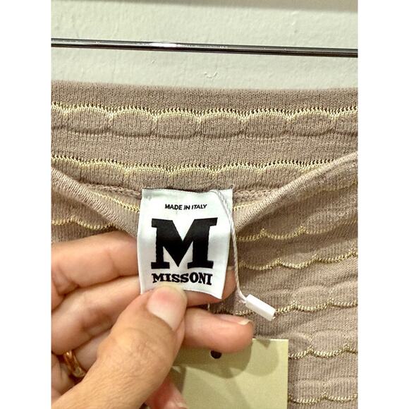 Missoni High Waisted Ruffle Hem Mini Knit Skirt Beige Women's Size 42 IT / 6 US - Picture 3 of 5